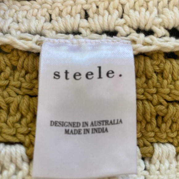 Steele the Label Kai Crochet Polo Top Button Front Striped Boho Australia - Picture 9 of 15